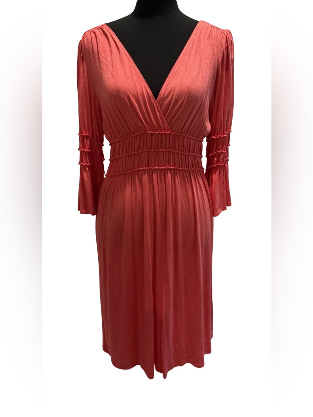 Max Edition Women’s Coral Dress, Pleats, Ruffles, Size Large, NWT
